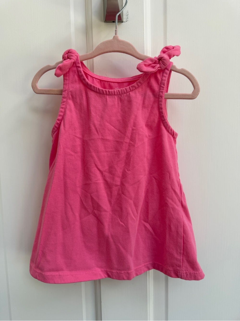 okie dokie 4T Girls Hot Pink Knot-Shoulder Tank Top Shirt Blouse